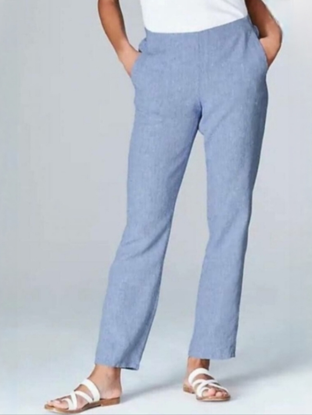 J Jill Love Linen Straight Leg Flat Front Pants